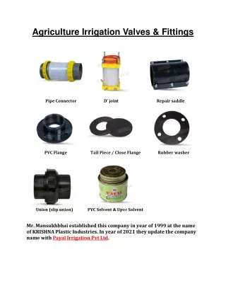 agriculture irrigation valves fittings