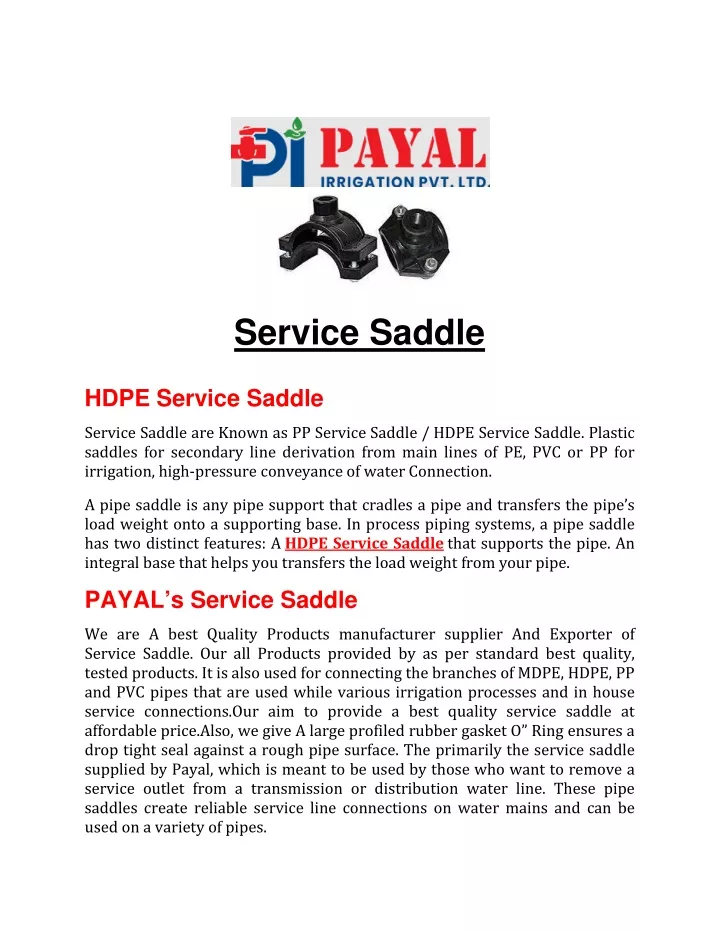 service saddle