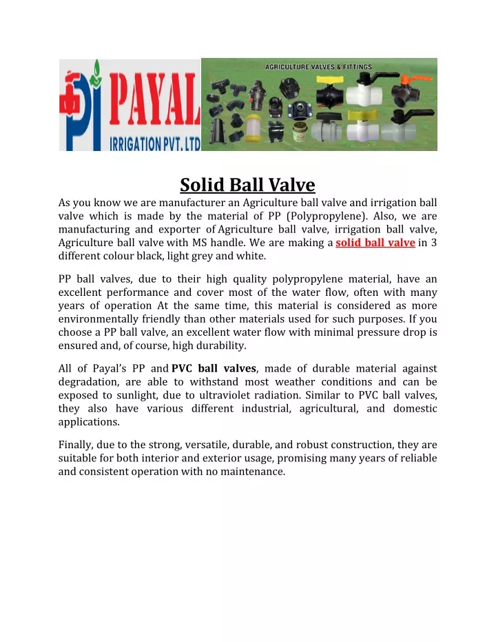 solid ball valve