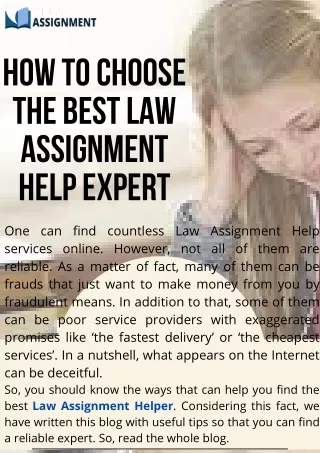 how to choose the best law assignment help expert