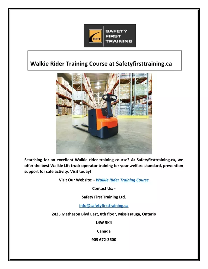 walkie rider training course