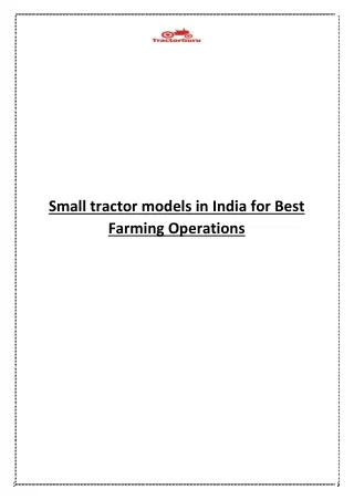 small tractor models in india for best farming