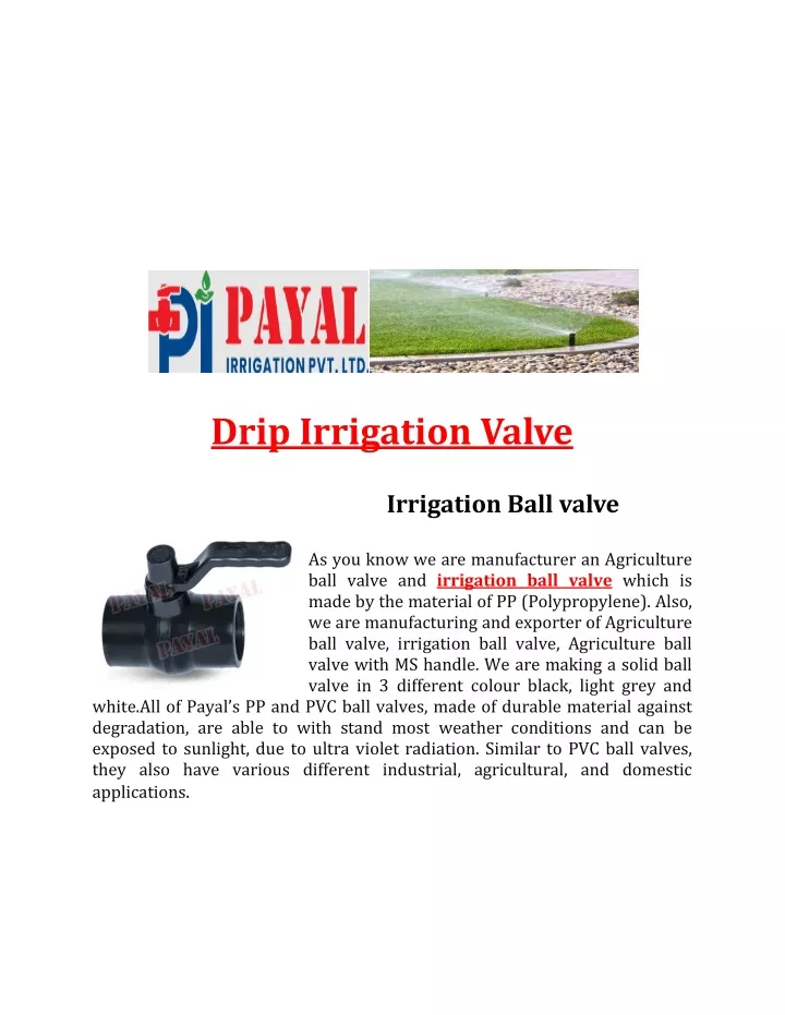drip irrigation valve