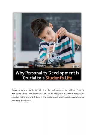 why personality development is crucial to a student’s life