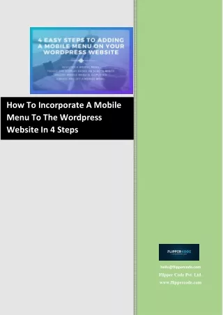 How To Incorporate A Mobile Menu To The Wordpress Website In 4 Steps