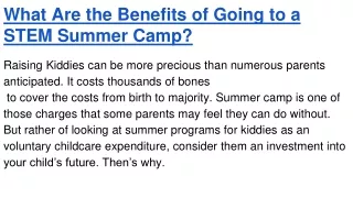 what are the benefits of going to a stem summer