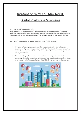 Reasons On Why You May Need Digital Marketing Strategies