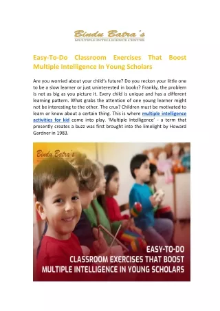 Classroom Exercises To Develop Multiple Intelligence