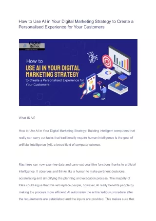 How to Use AI in Your Digital Marketing Strategy to Create a Personalised Experience for Your Customers