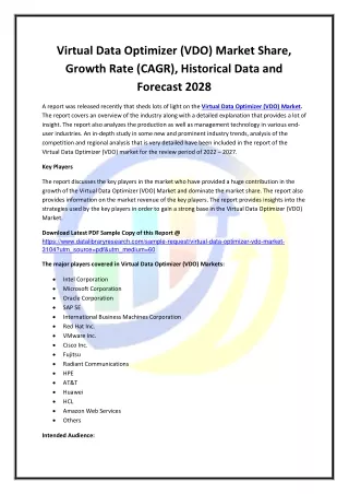 virtual data optimizer vdo market share growth