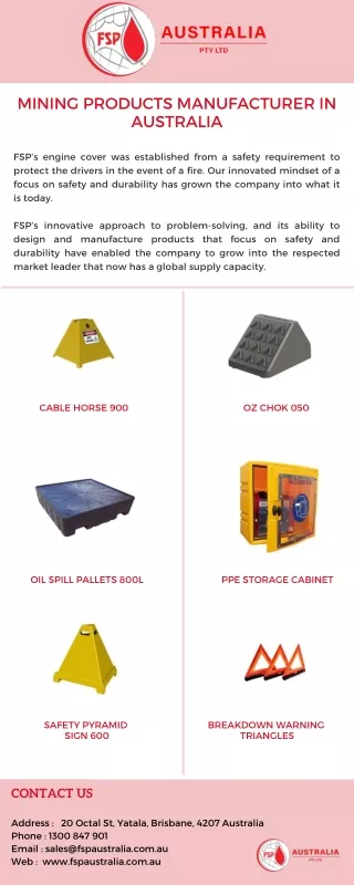 mining products manufacturer in australia