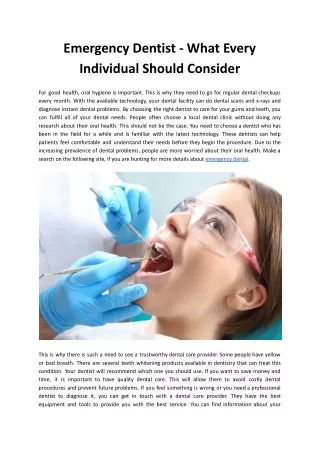 emergency dentist what every individual should
