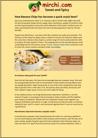how banana chips has become a quick snack item