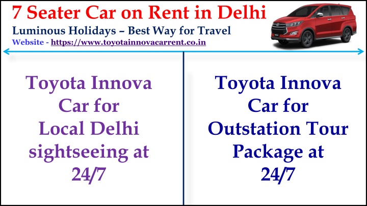 7 seater car on rent in delhi luminous holidays