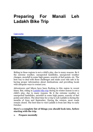 Preparing For Manali Leh Ladakh Bike Trip