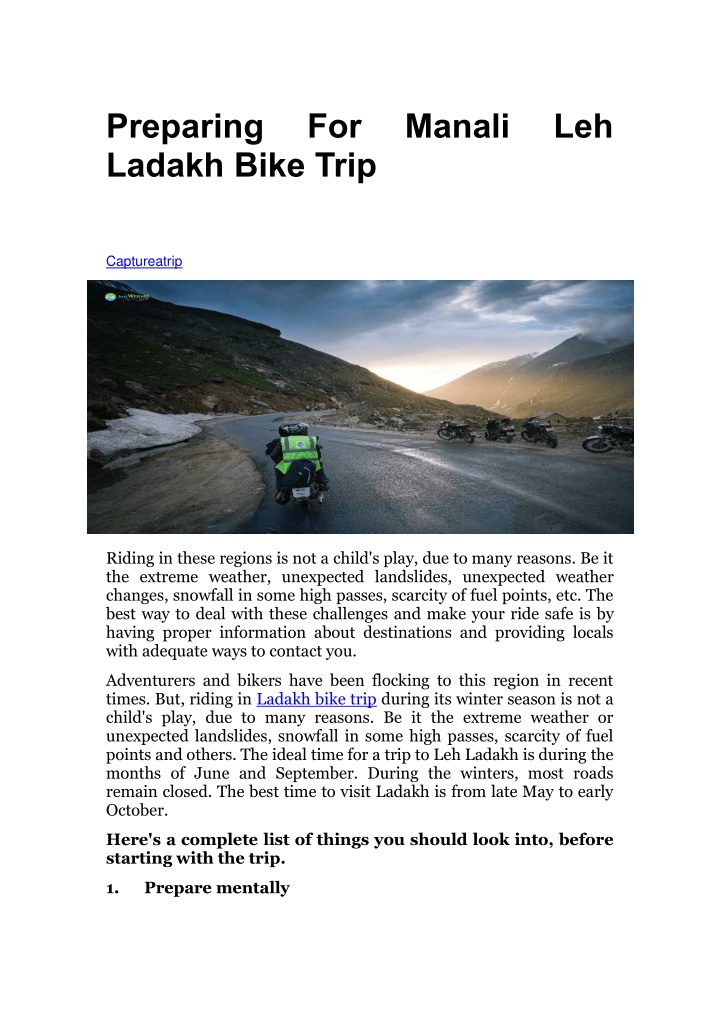 preparing ladakh bike trip
