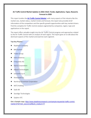 air traffic control market updates to 2022 brief