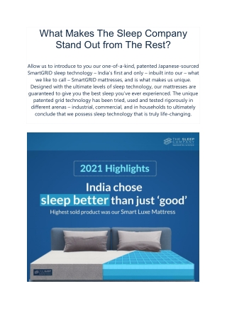 what makes the sleep company stand out from