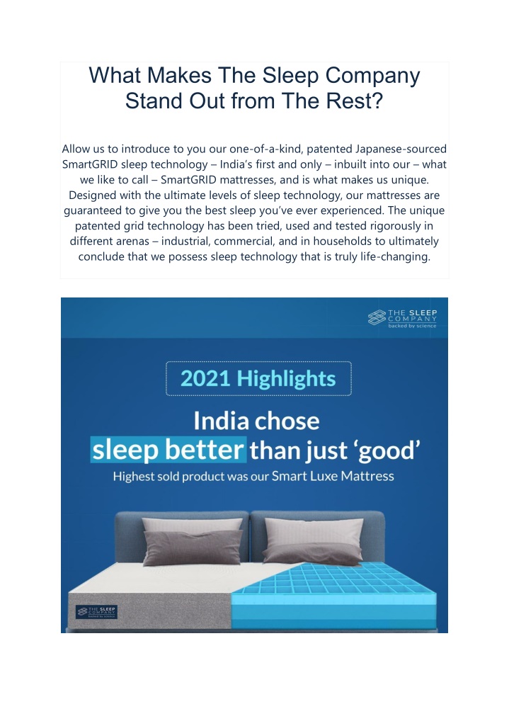 what makes the sleep company stand out from