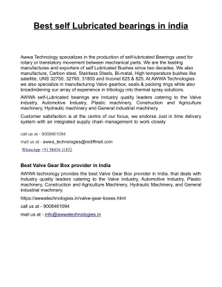 best self lubricated bearings in india