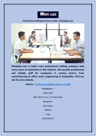 professional staffing services in india multijobz