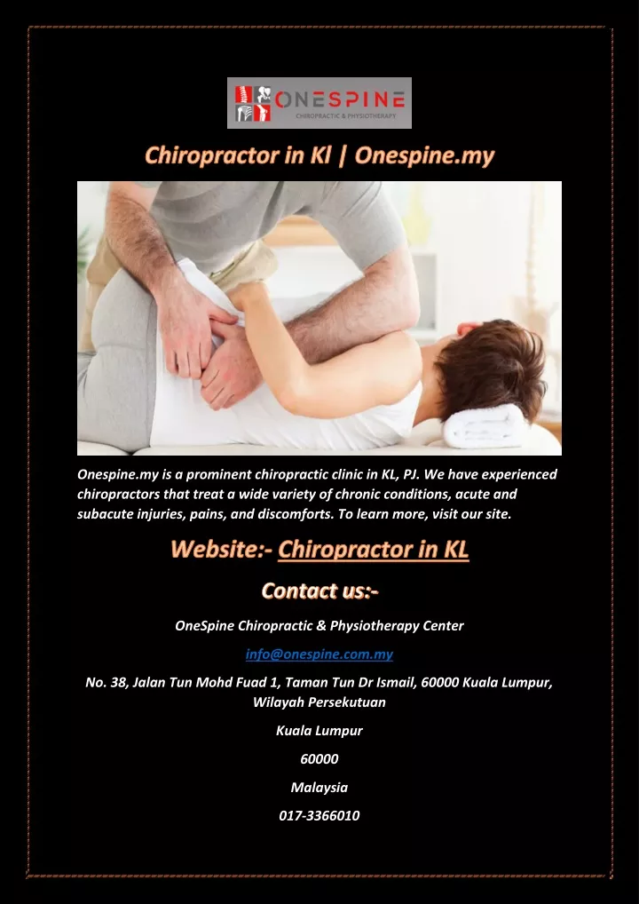 onespine my is a prominent chiropractic clinic