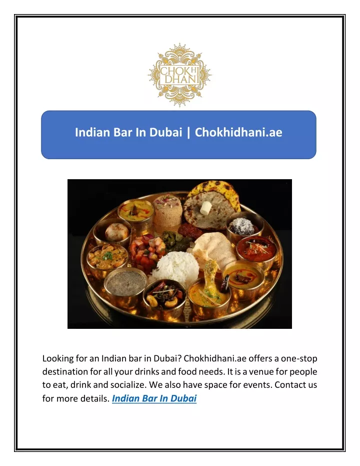 indian bar in dubai chokhidhani ae