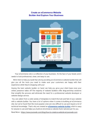 create an ecommerce website builder and explore