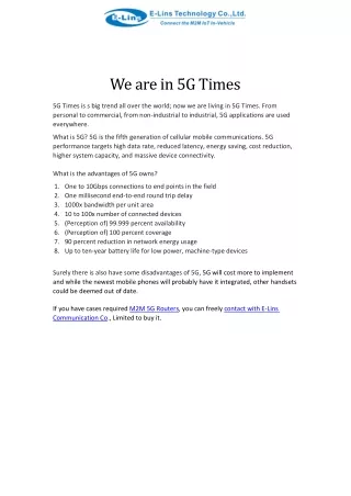 we are in 5g times