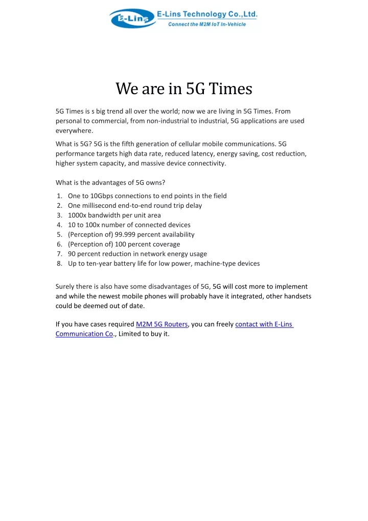 we are in 5g times