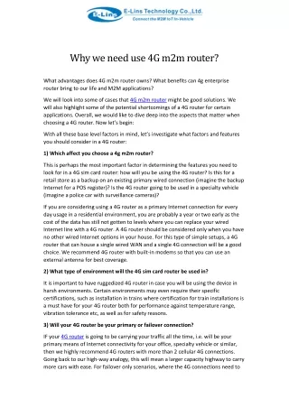 why we need use 4g m2m router