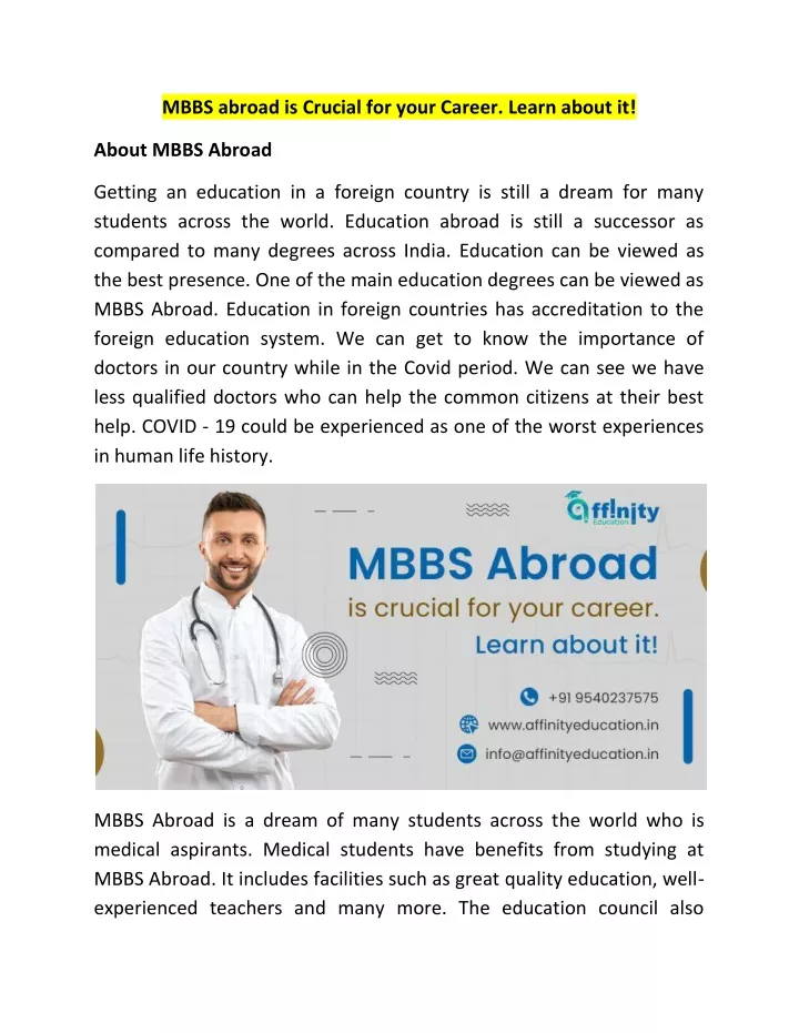 mbbs abroad is crucial for your career learn