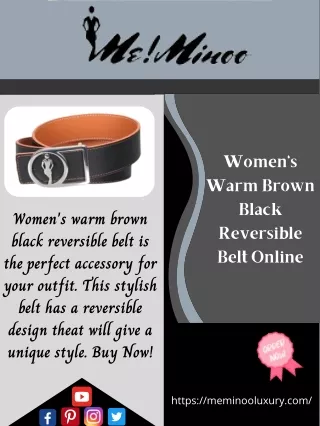 Women's Warm Brown Black Reversible Belt - Meminoo Luxury
