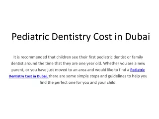 pediatric dentistry cost in dubai