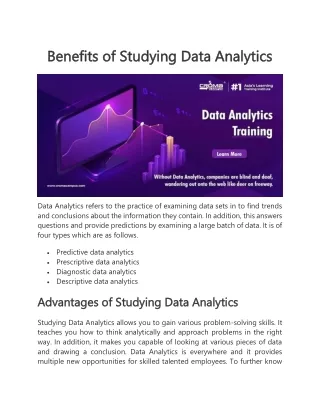 Benefits of Studying Data Analytics