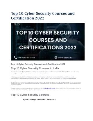 top 10 cyber security courses and certification