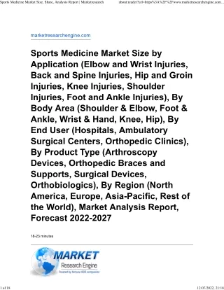 sports medicine market size share analysis report