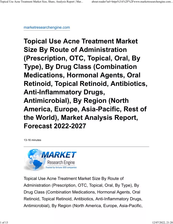 topical use acne treatment market size share