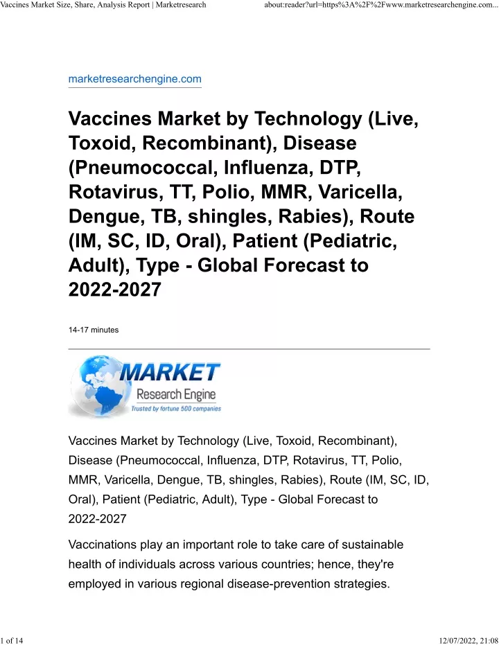 vaccines market size share analysis report