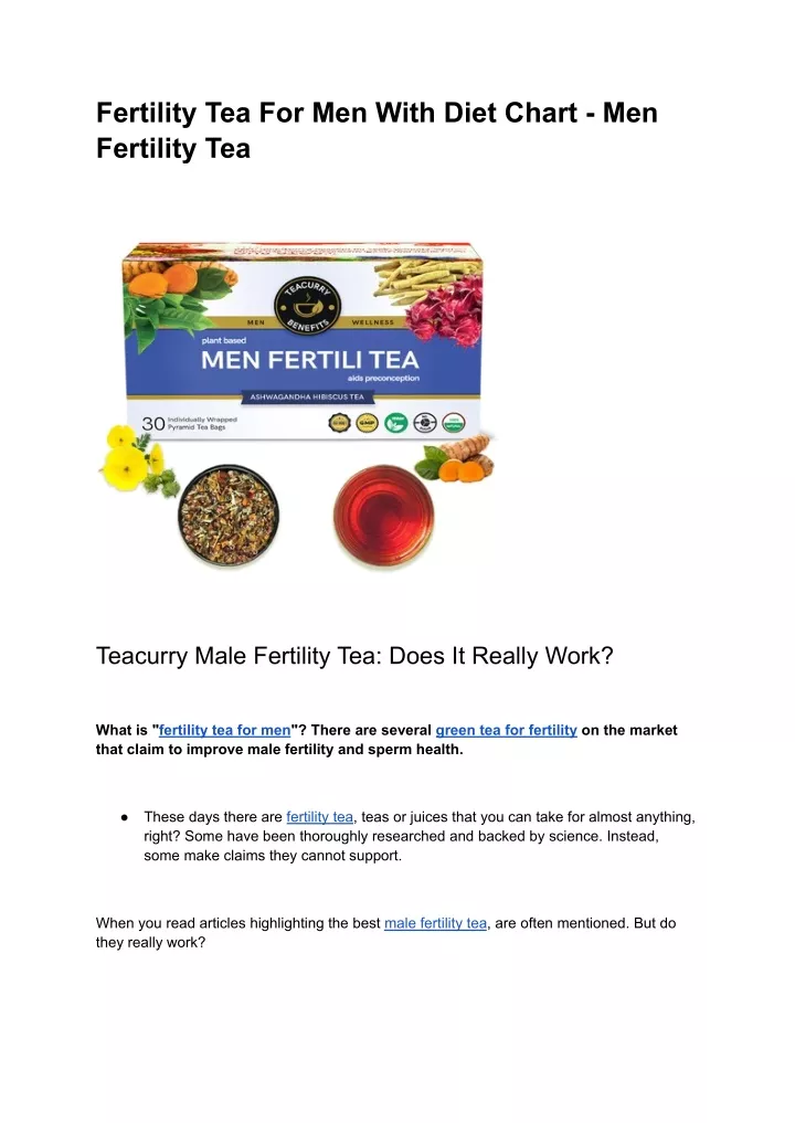 fertility tea for men with diet chart