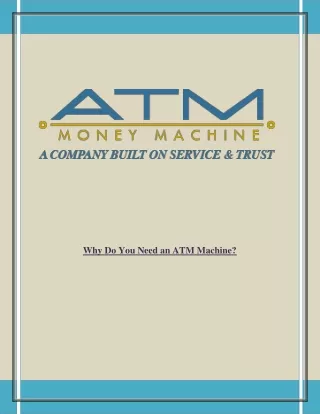 Why Do You Need an ATM Machine?