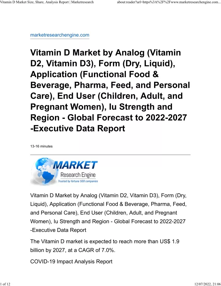 vitamin d market size share analysis report