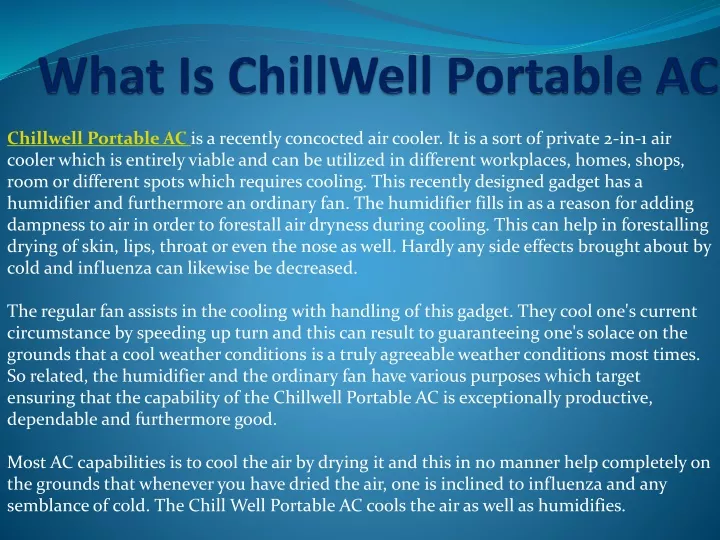 what is chillwell portable ac