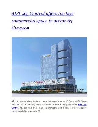 aipl joy central offers the best commercial space in sector 65 gurgaon