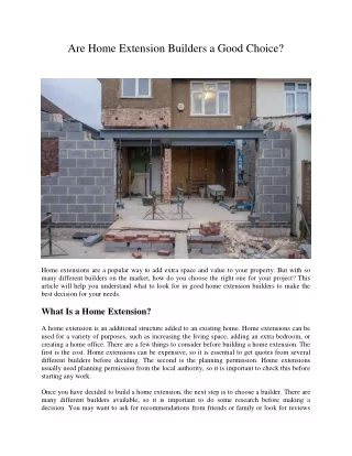 are home extension builders a good choice
