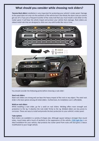 Things consider while choosing rock sliders?