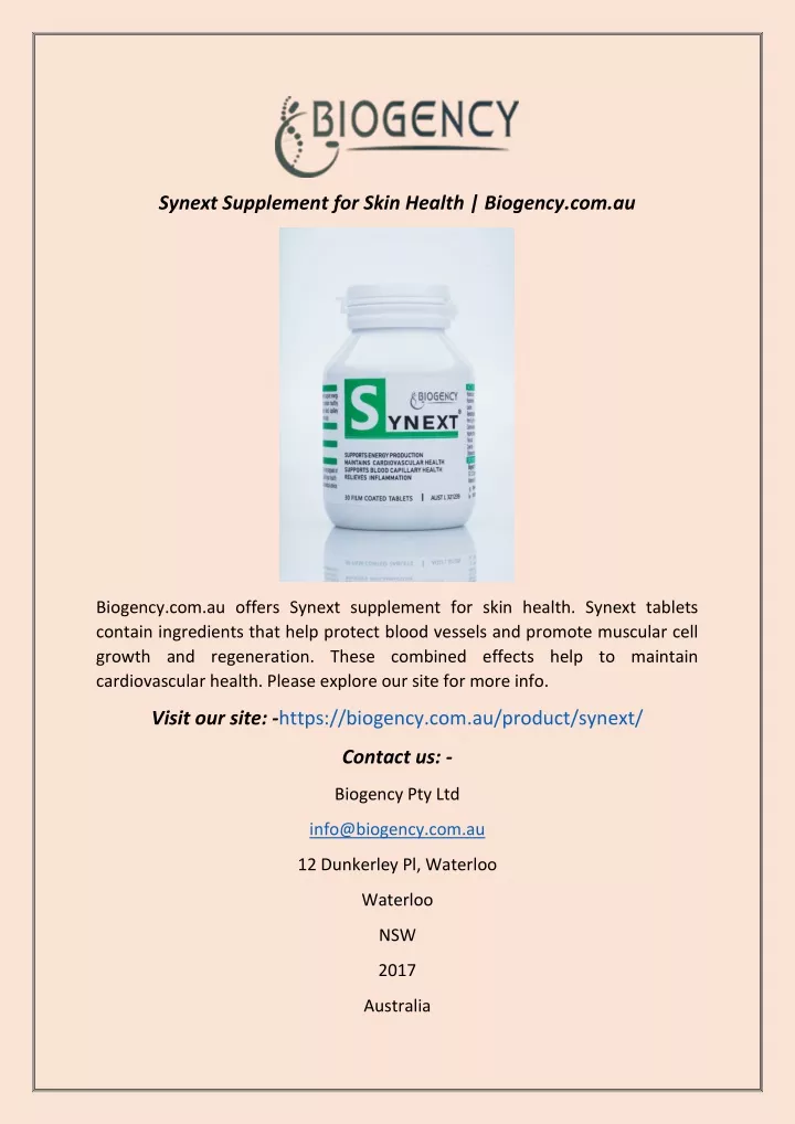 synext supplement for skin health biogency com au