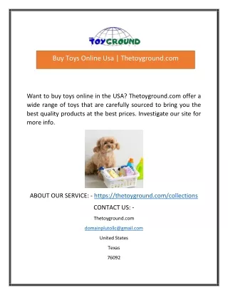 Buy Toys Online Usa Thetoygroundcom