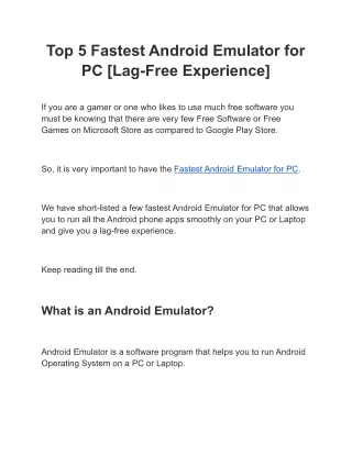 Top 5 Fastest Android Emulator for PC [Lag-Free Experience]