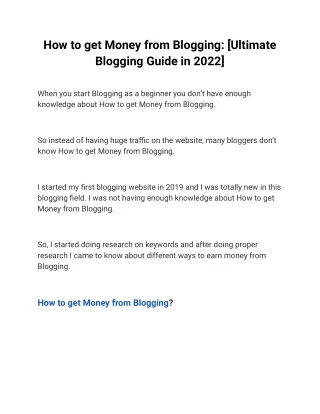 How to get Money from Blogging_ [Ultimate Blogging Guide in 2022]